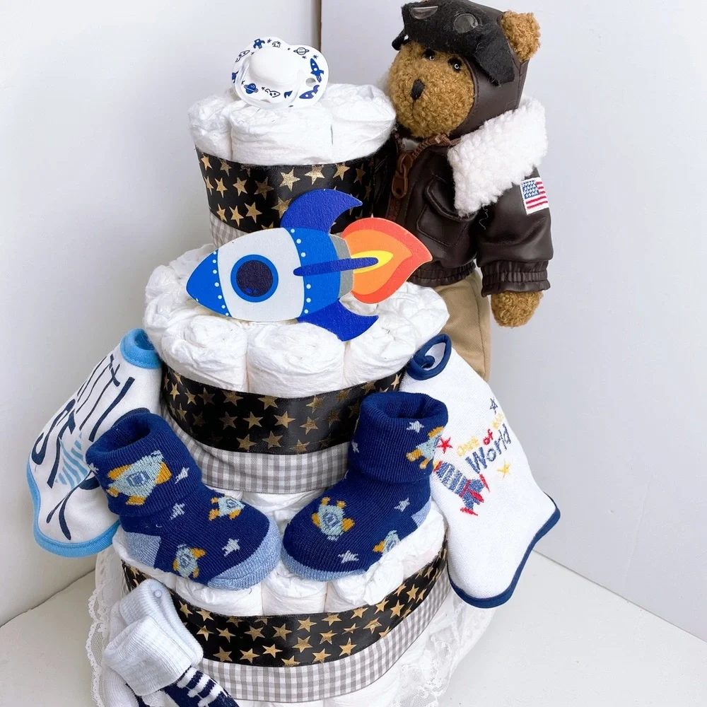 Aviator Pilot Diaper Cake, Baby Boy Shower Gift